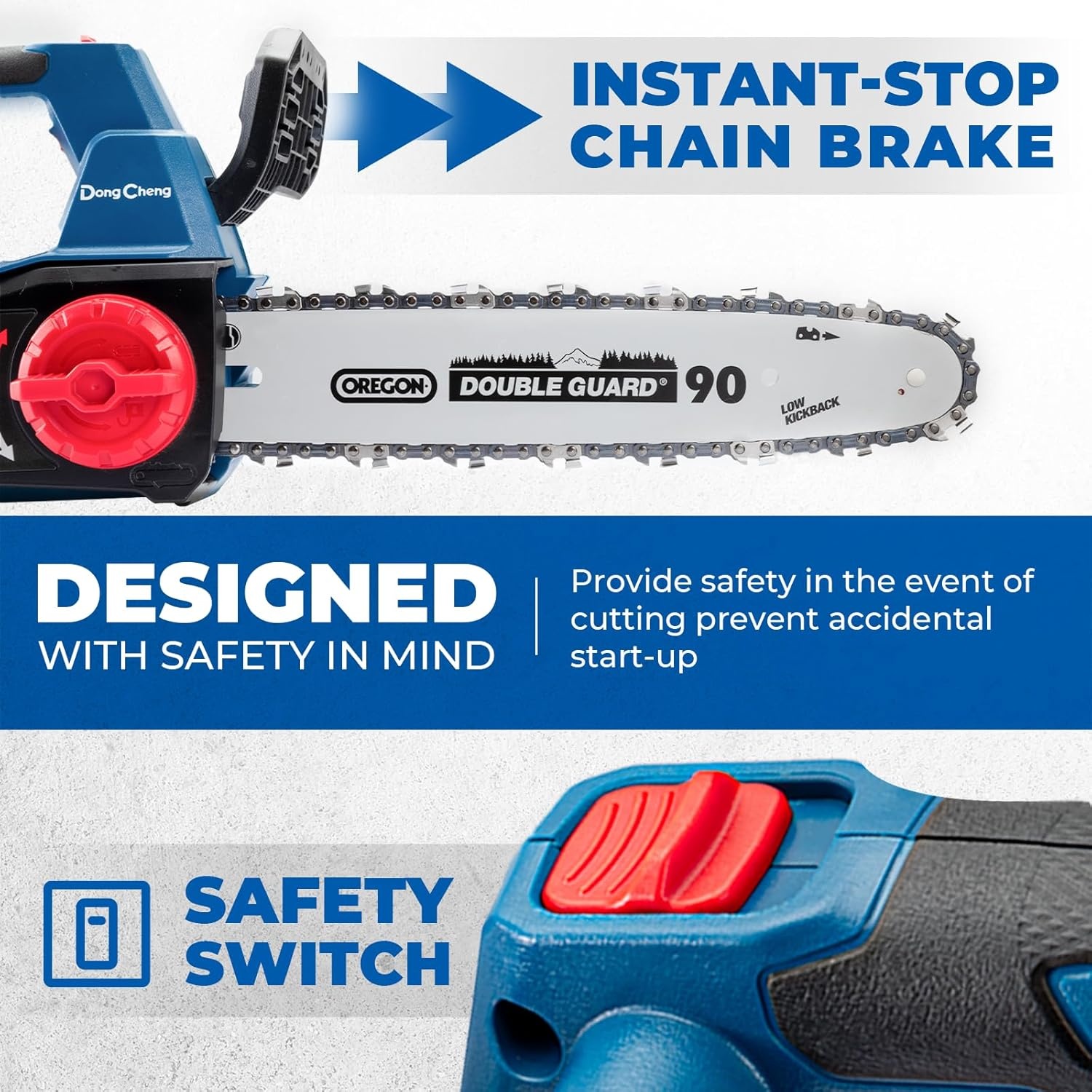 image:imageBattery amp Charger Not Included Dong Cheng 12 Inch Brushless Cordless Chainsaw 20V 12ms Chain Speed ToolFree Tensioning Auto Oiler amp Chain Brake for Wood Cutting amp Tree TrimmingTool only