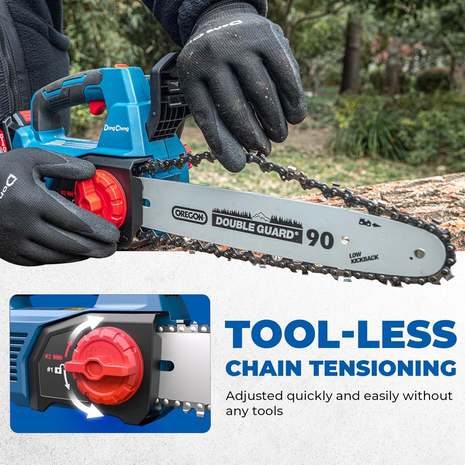 image:imageBattery amp Charger Not Included Dong Cheng 12 Inch Brushless Cordless Chainsaw 20V 12ms Chain Speed ToolFree Tensioning Auto Oiler amp Chain Brake for Wood Cutting amp Tree Trimming1x40Ah battery