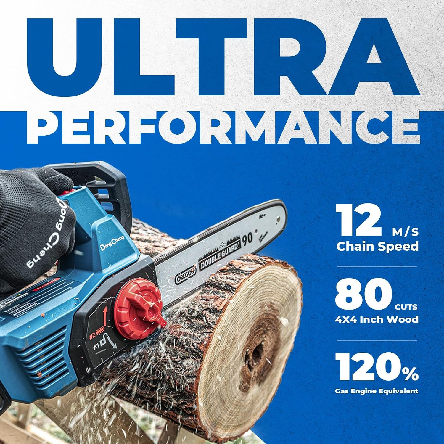 image:imageBattery amp Charger Not Included Dong Cheng 12 Inch Brushless Cordless Chainsaw 20V 12ms Chain Speed ToolFree Tensioning Auto Oiler amp Chain Brake for Wood Cutting amp Tree TrimmingTool only