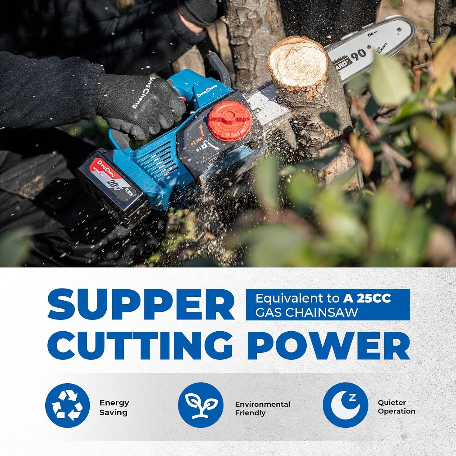 image:imageBattery amp Charger Not Included Dong Cheng 12 Inch Brushless Cordless Chainsaw 20V 12ms Chain Speed ToolFree Tensioning Auto Oiler amp Chain Brake for Wood Cutting amp Tree TrimmingTool only