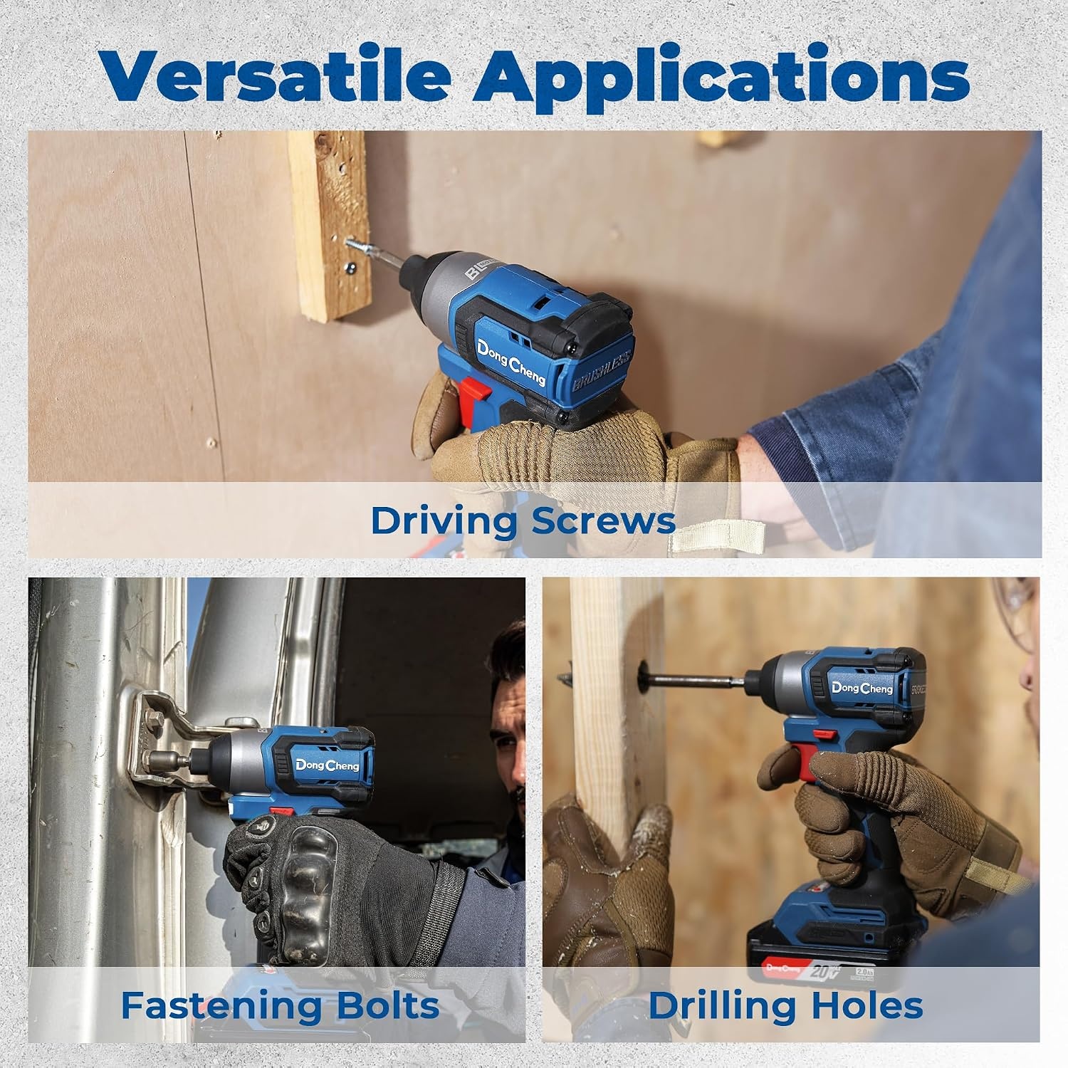 image:imageDong Cheng 20V 14 Hex Brushless Impact Driver 1460 inlbs Cordless Impact Driver with 20Ah Batteries 3Speed 49 Compact Impact Driver for Cabinetry Deck Building amp HVAC Installation1460 inlbs 1x Battery