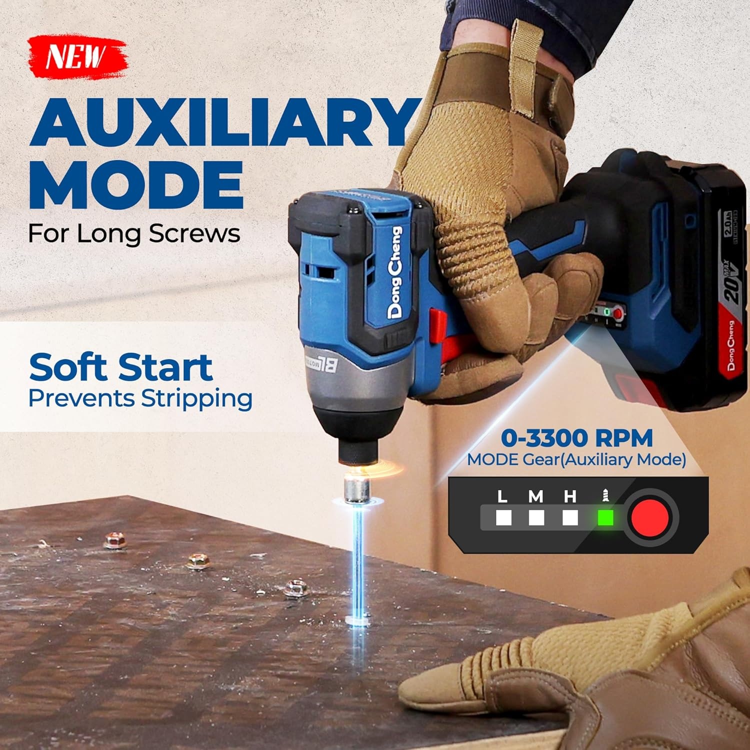 image:imageDong Cheng 20V 14 Hex Brushless Impact Driver 1460 inlbs Cordless Impact Driver with 20Ah Batteries 3Speed 49 Compact Impact Driver for Cabinetry Deck Building amp HVAC Installation1460 inlbs 1x Battery