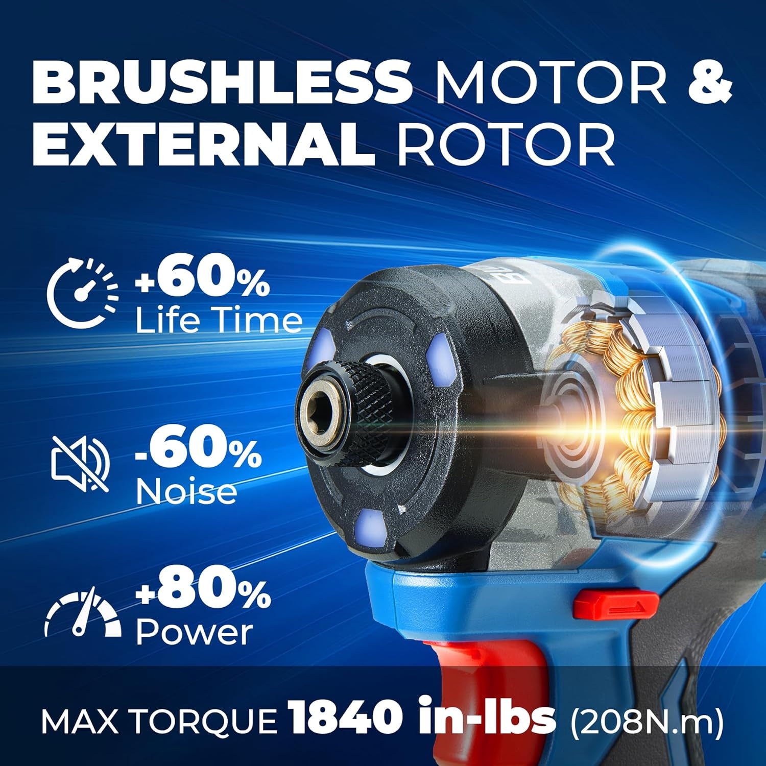 image:imageDong Cheng 20V 14 Hex Brushless Impact Driver 1460 inlbs Cordless Impact Driver with 20Ah Batteries 3Speed 49 Compact Impact Driver for Cabinetry Deck Building amp HVAC Installation1840inlbs 2x Battery Upgrade