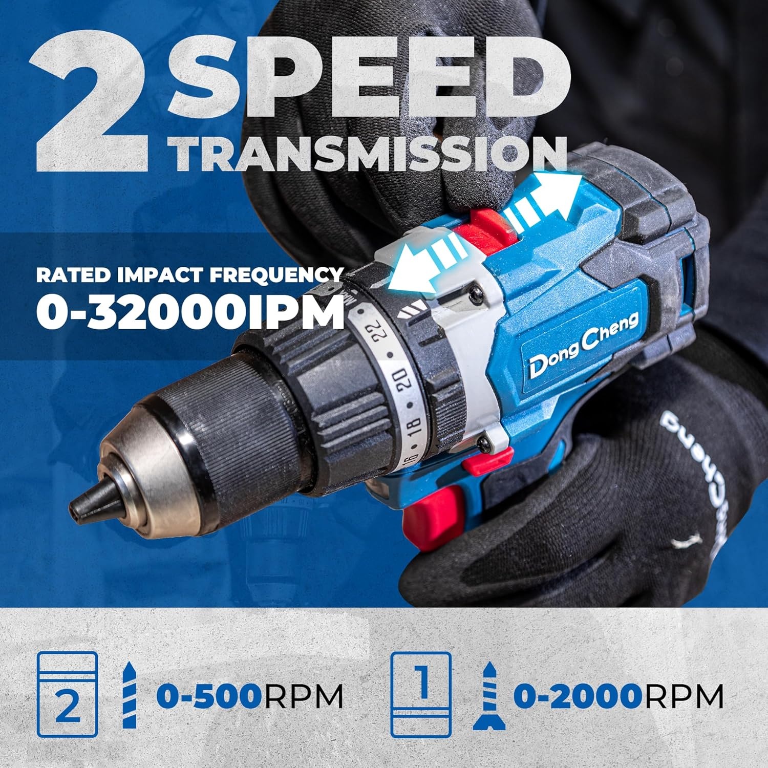 image:imageDong Cheng 20V Brushless Hammer Drill 1062 inlbs 12 Keyless Metal Chuck 2411 Clutch Cordless Hammer Drill with 40Ah Battery Kit for Drilling Brick Wall Metal WoodBare Tool