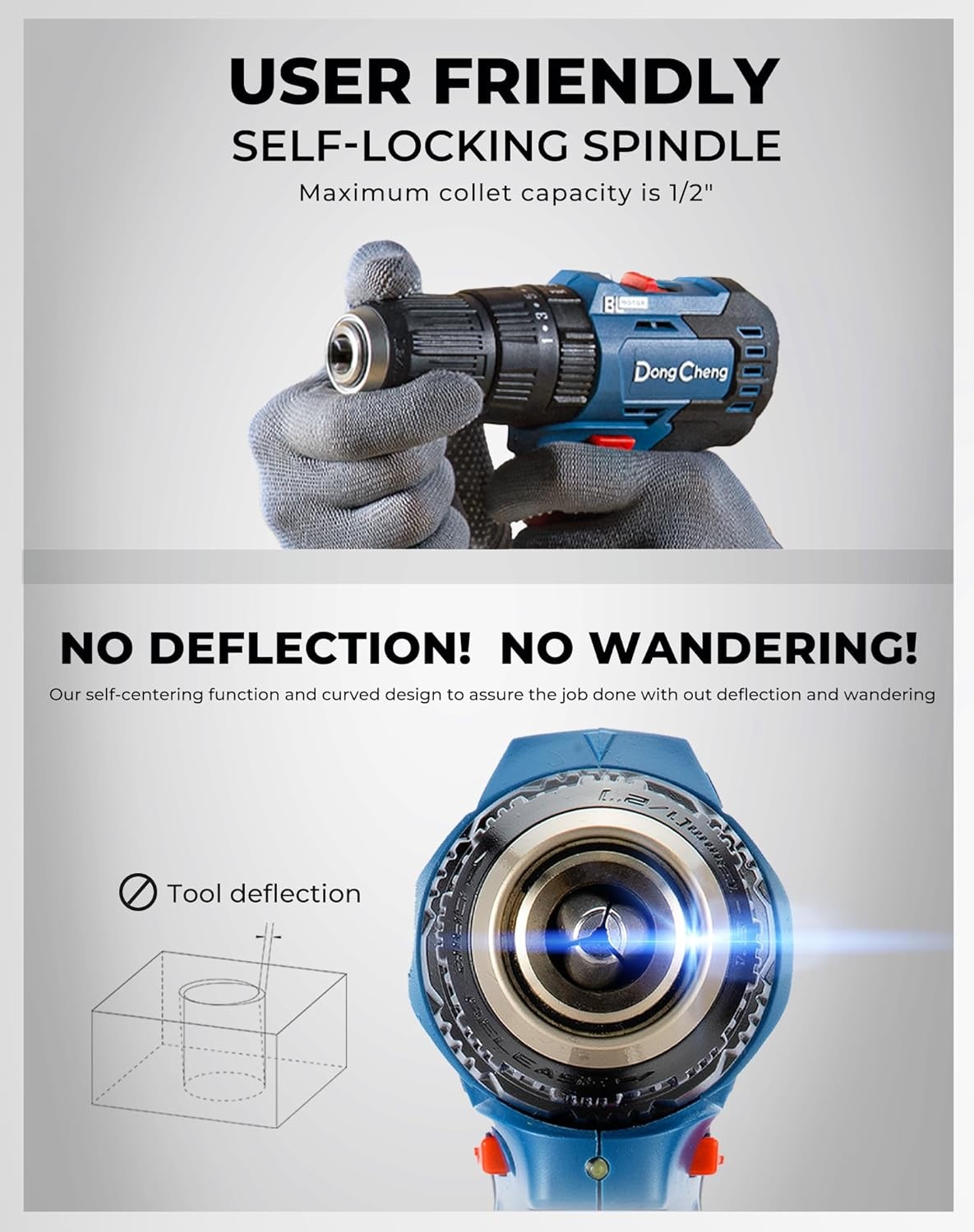 image:imageDong Cheng 20V Brushless Heavyduty Impact Drill 443 inlbs 27000 IPM 12 Keyless Metal Chuck 2011 Clutch Cordless Hammer Drill with 2 Battery Kit for Drilling Brick Wall Metal Wood443inlbs Impact Drill
