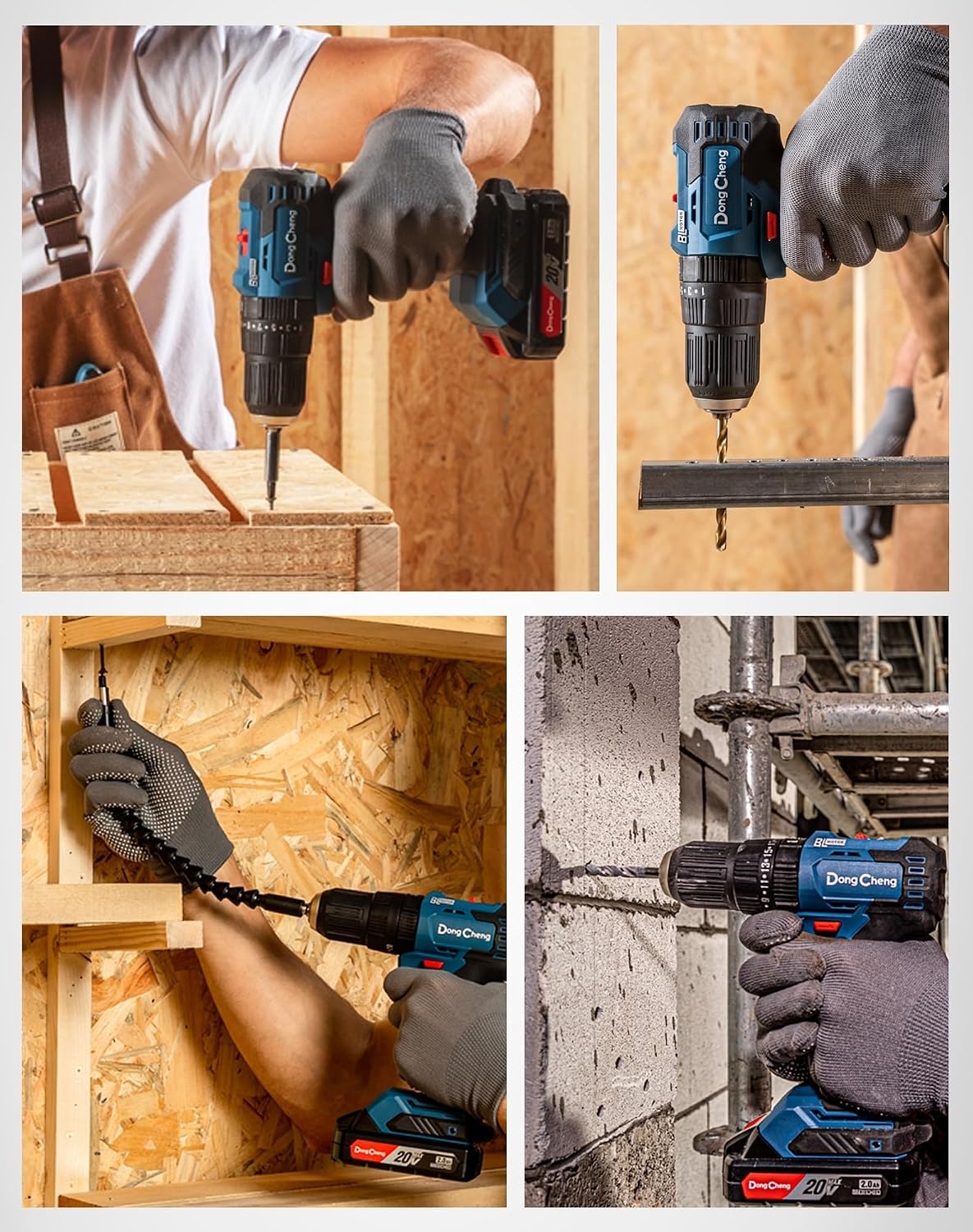 image:imageDong Cheng 20V Brushless Heavyduty Impact Drill 443 inlbs 27000 IPM 12 Keyless Metal Chuck 2011 Clutch Cordless Hammer Drill with 2 Battery Kit for Drilling Brick Wall Metal Wood443inlbs Bare Tool