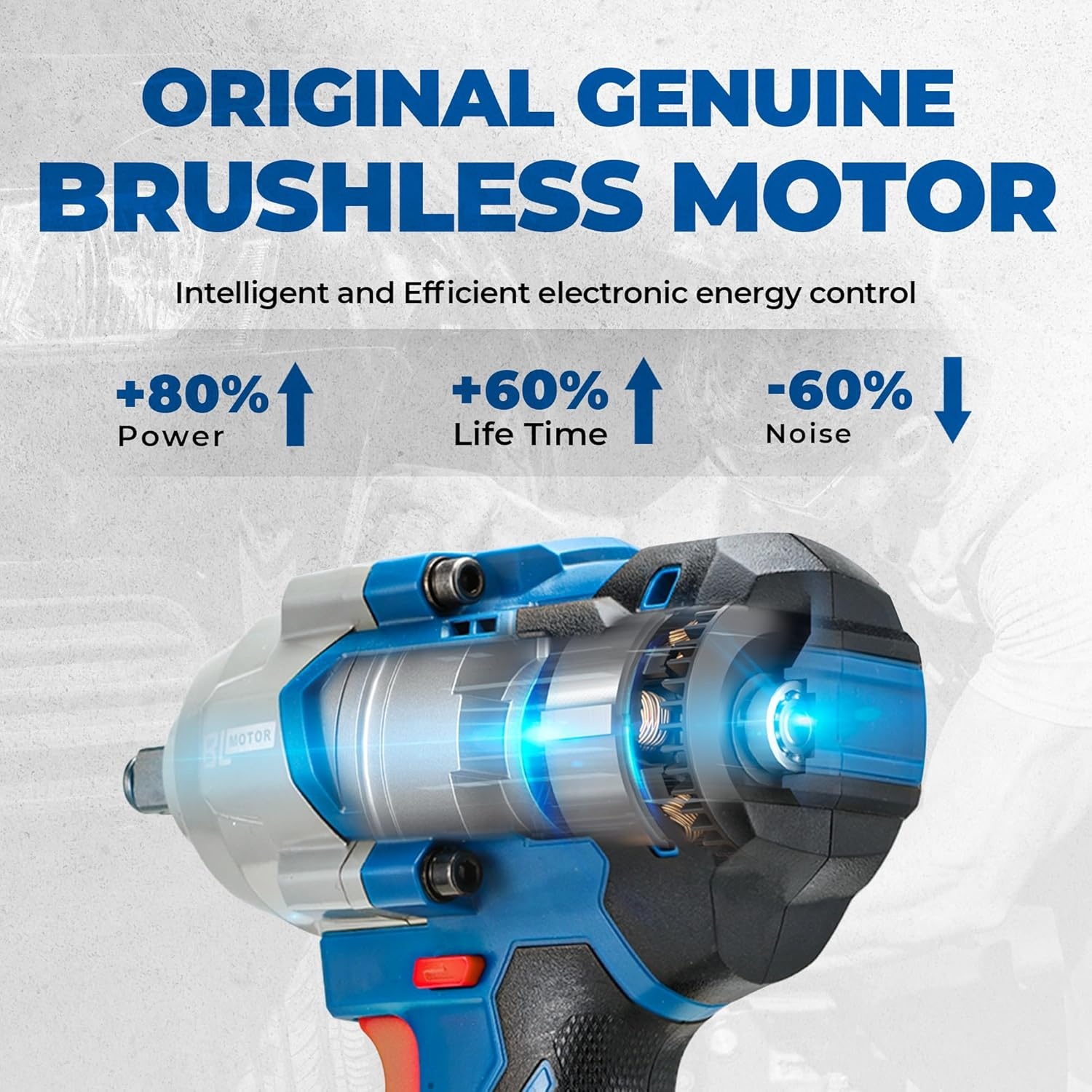 image:imageDong Cheng 20V Brushless Impact Wrench 670 ftlbs 910Nm Max Torque 12 inch 4Speed 2200RPM Cordless Impact Gun with Tool Bag 2x40Ah Battery amp Charger for Bolts on Cars Trucksetc1x40Ah Battery