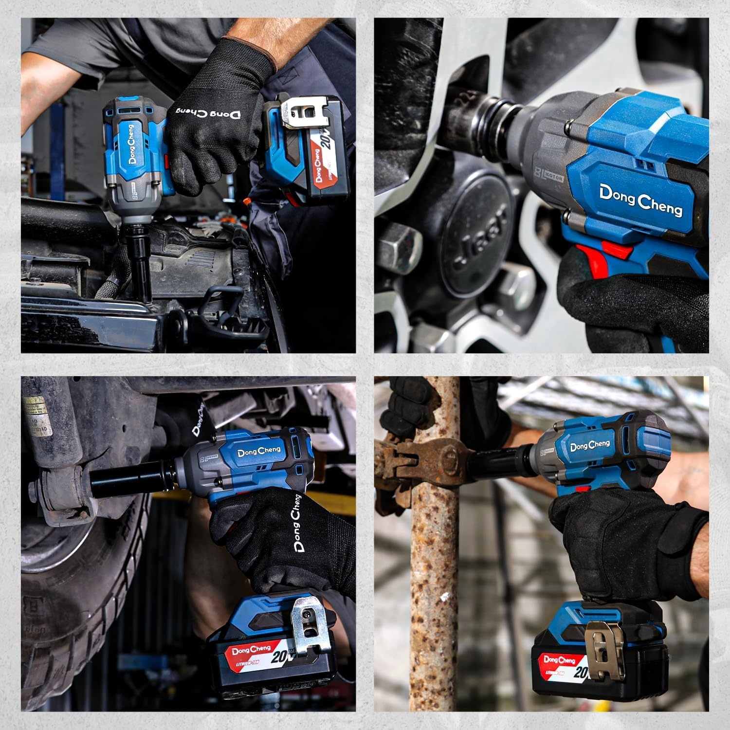 image:imageDong Cheng 20V Brushless Impact Wrench Max Torque 503 ftlbs 682 Nm 12 inch with 3 Mode Speed 2400 RPM Cordless Impact Gun Includes 40Ah Battery Charger 5 Impact Sockets and Kit BagBare Tool