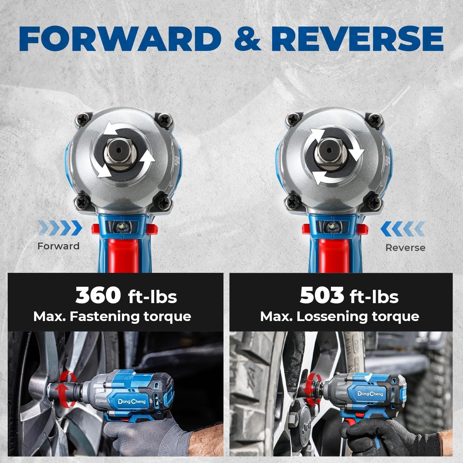 image:imageDong Cheng 20V Brushless Impact Wrench Max Torque 503 ftlbs 682 Nm 12 inch with 3 Mode Speed 2400 RPM Cordless Impact Gun Includes 40Ah Battery Charger 5 Impact Sockets and Kit BagBare Tool