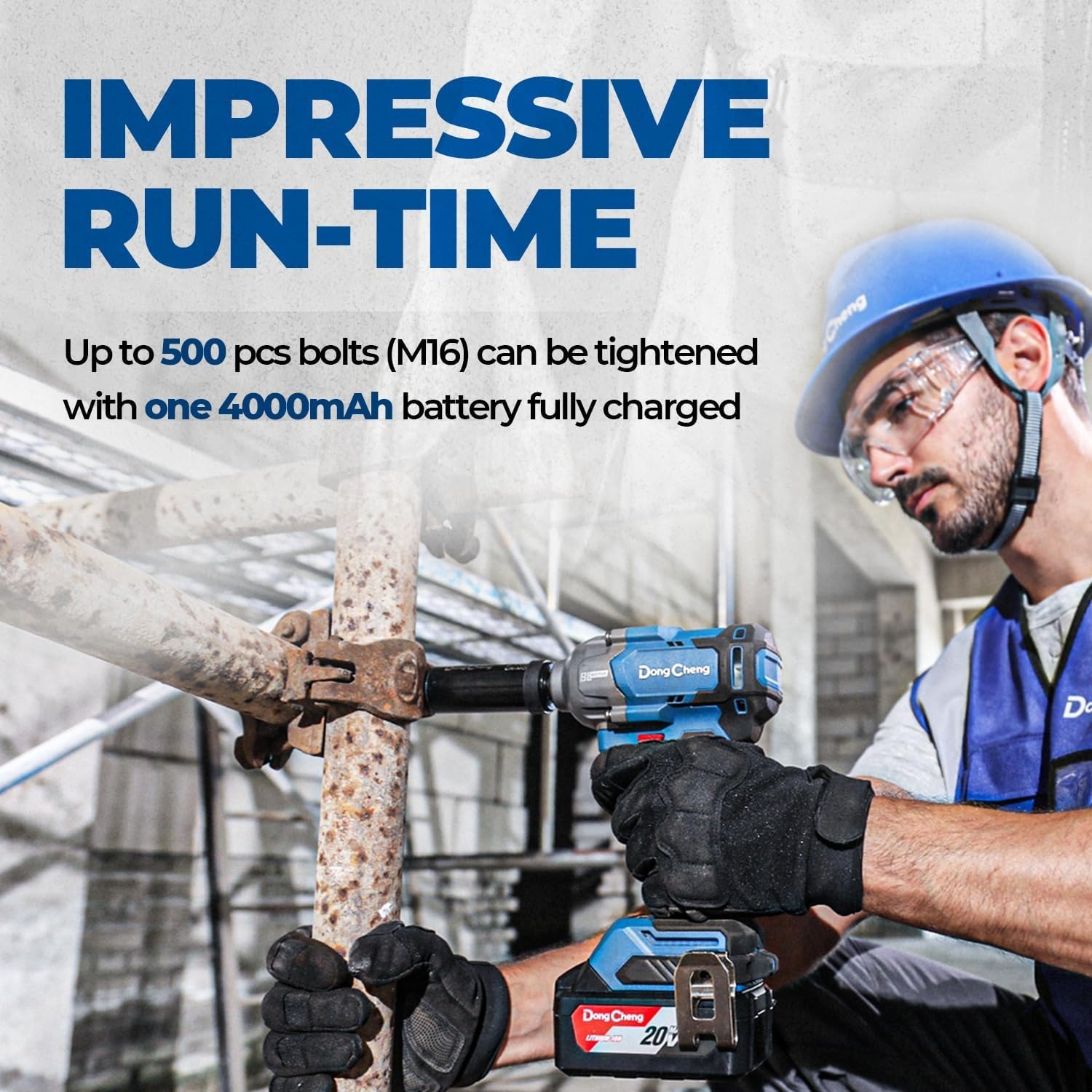 image:imageDong Cheng 20V Brushless Impact Wrench Max Torque 503 ftlbs 682 Nm 12 inch with 3 Mode Speed 2400 RPM Cordless Impact Gun Includes 40Ah Battery Charger 5 Impact Sockets and Kit BagBare Tool