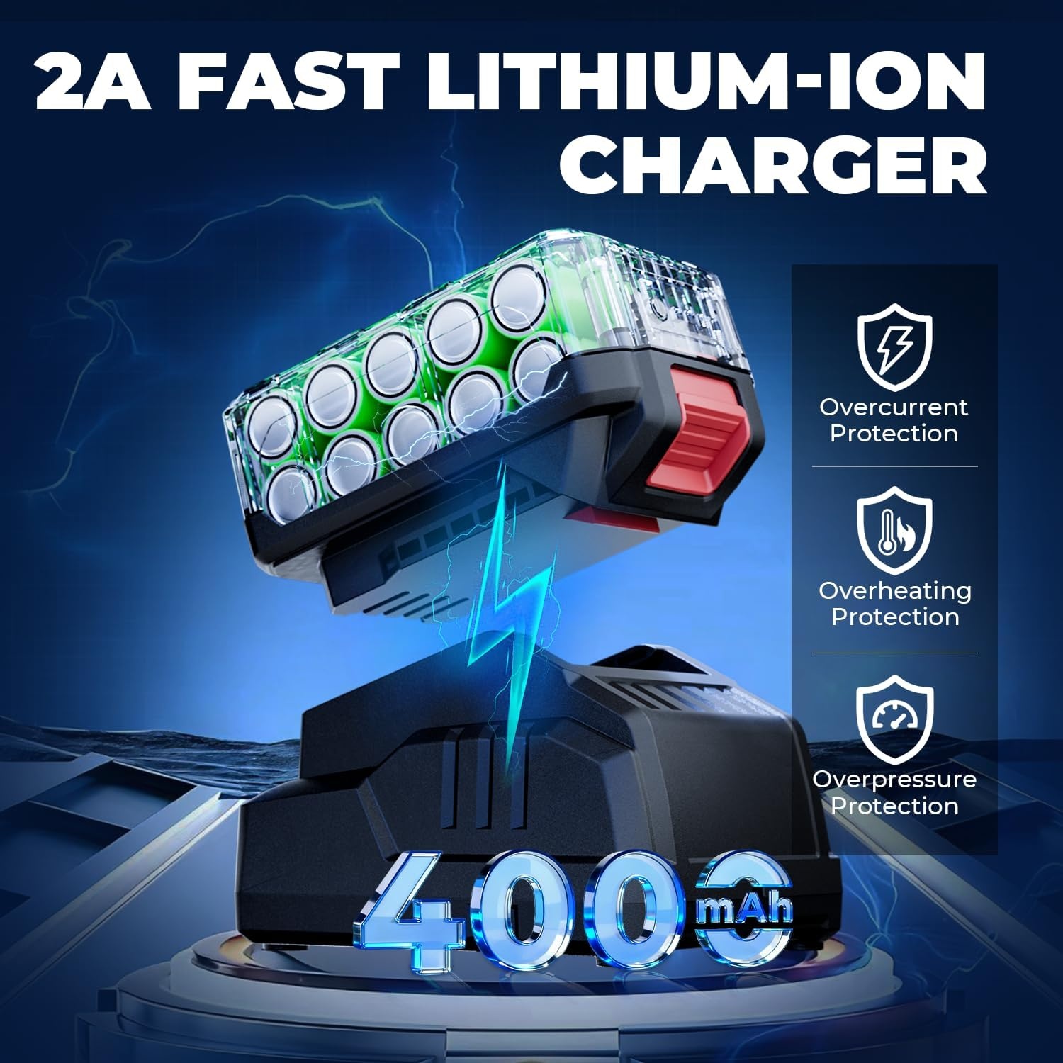 image:imageDong Cheng 20V Brushless Impact Wrench Max Torque 503 ftlbs 682 Nm 12 inch with 3 Mode Speed 2400 RPM Cordless Impact Gun Includes 40Ah Battery Charger 5 Impact Sockets and Kit BagTwo Batteries