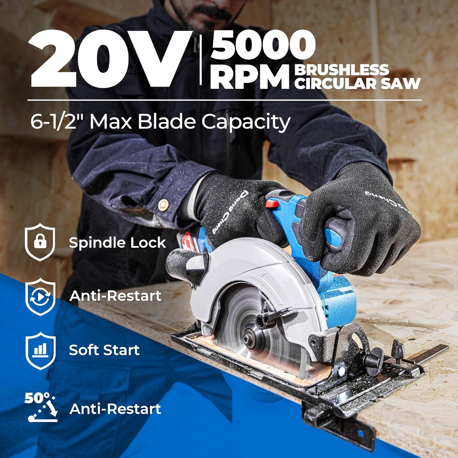 image:imageDong Cheng 20V Max Cordless Circular Saw 714Inch with Dust Collection Adaptor and Guide DCMY02185 Tool Only612 Inch Kit Set