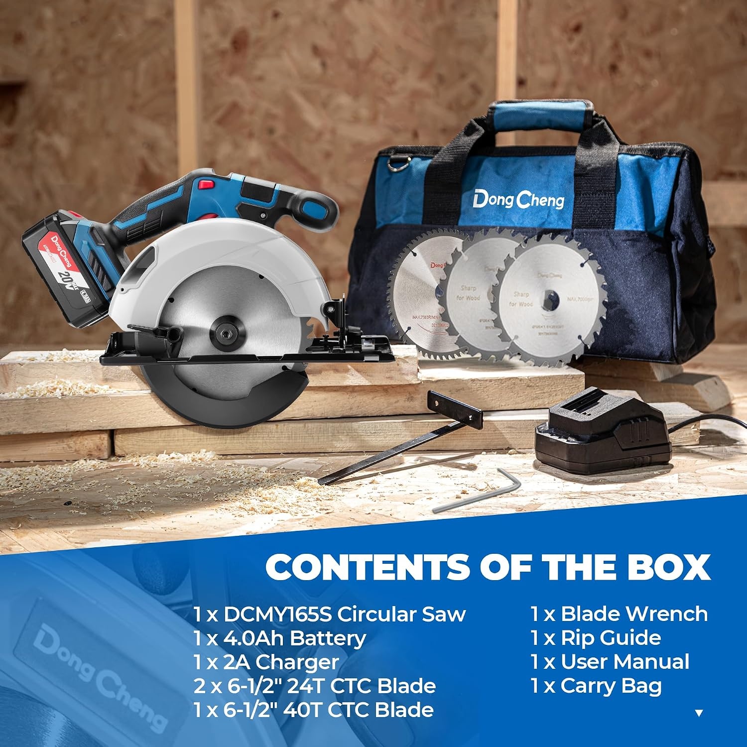 image:imageDong Cheng 20V Max Cordless Circular Saw 714Inch with Dust Collection Adaptor and Guide DCMY02185 Tool Only612 Inch Kit Set