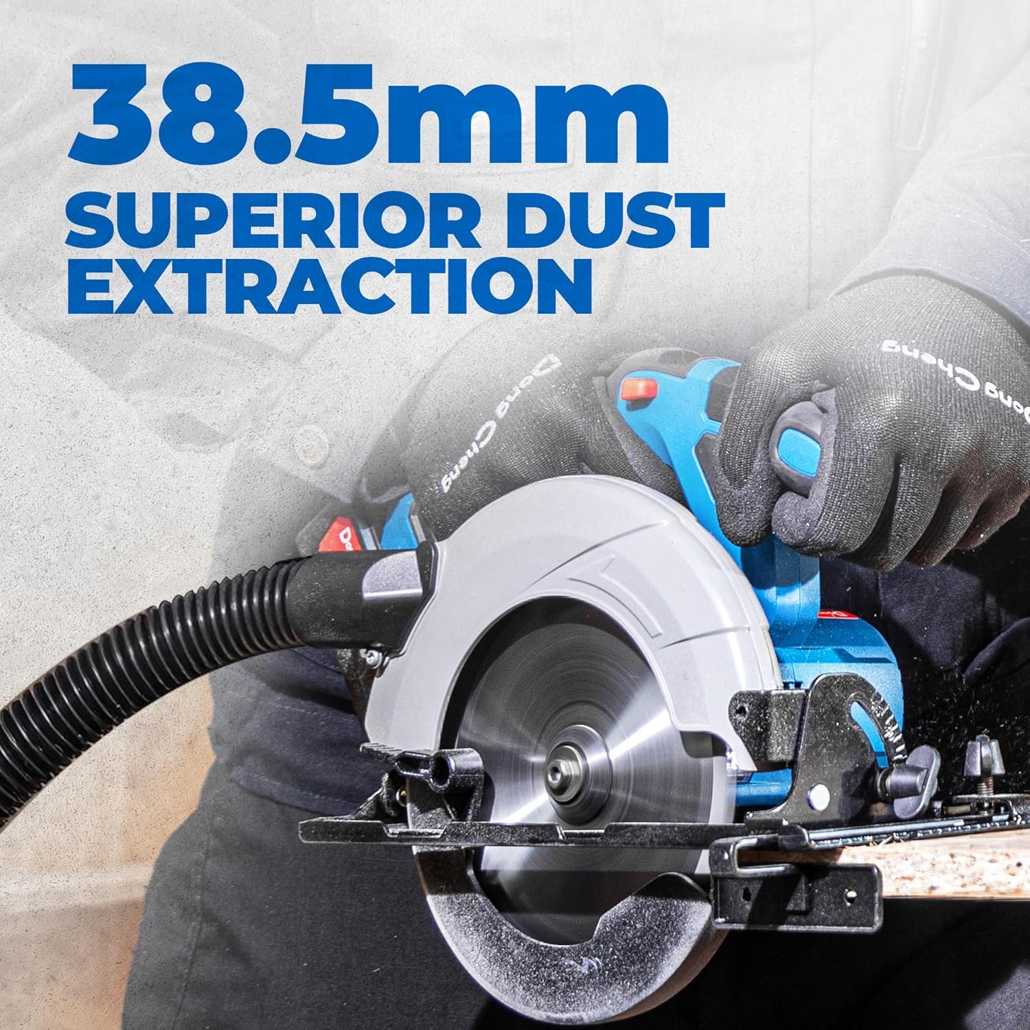 image:imageDong Cheng 20V Max Cordless Circular Saw 714Inch with Dust Collection Adaptor and Guide DCMY02185 Tool Only612 Inch Kit Set