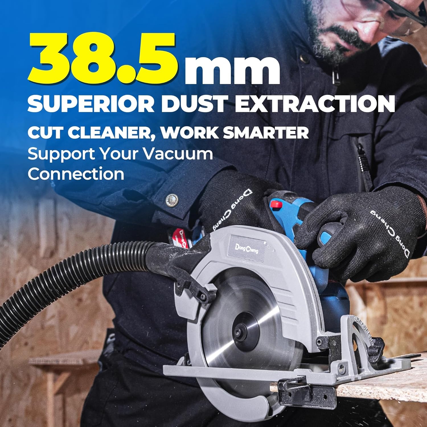 image:imageDong Cheng 20V Max Cordless Circular Saw 714Inch with Dust Collection Adaptor and Guide DCMY02185 Tool Only714 Inch Kit Set