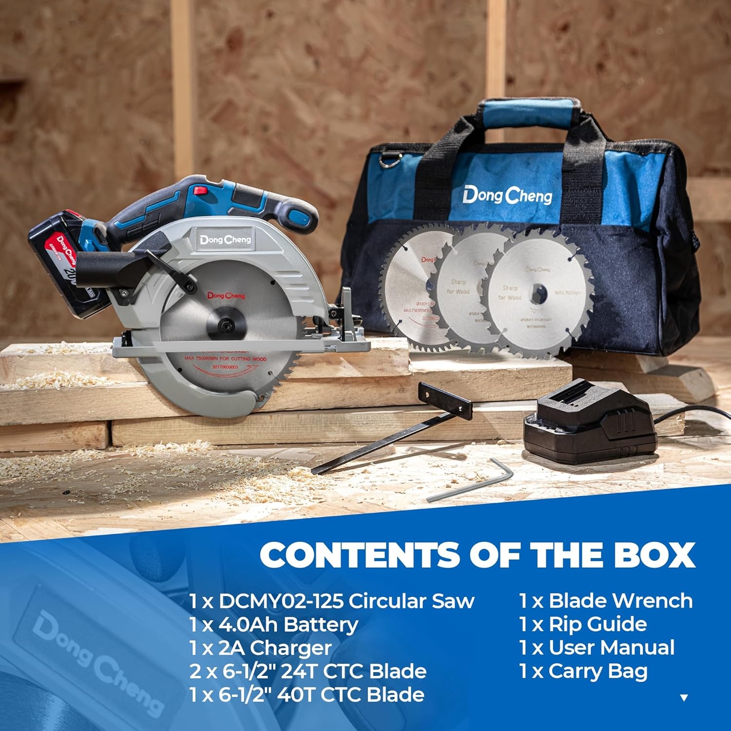image:imageDong Cheng 20V Max Cordless Circular Saw 714Inch with Dust Collection Adaptor and Guide DCMY02185 Tool Only714 Inch Kit Set