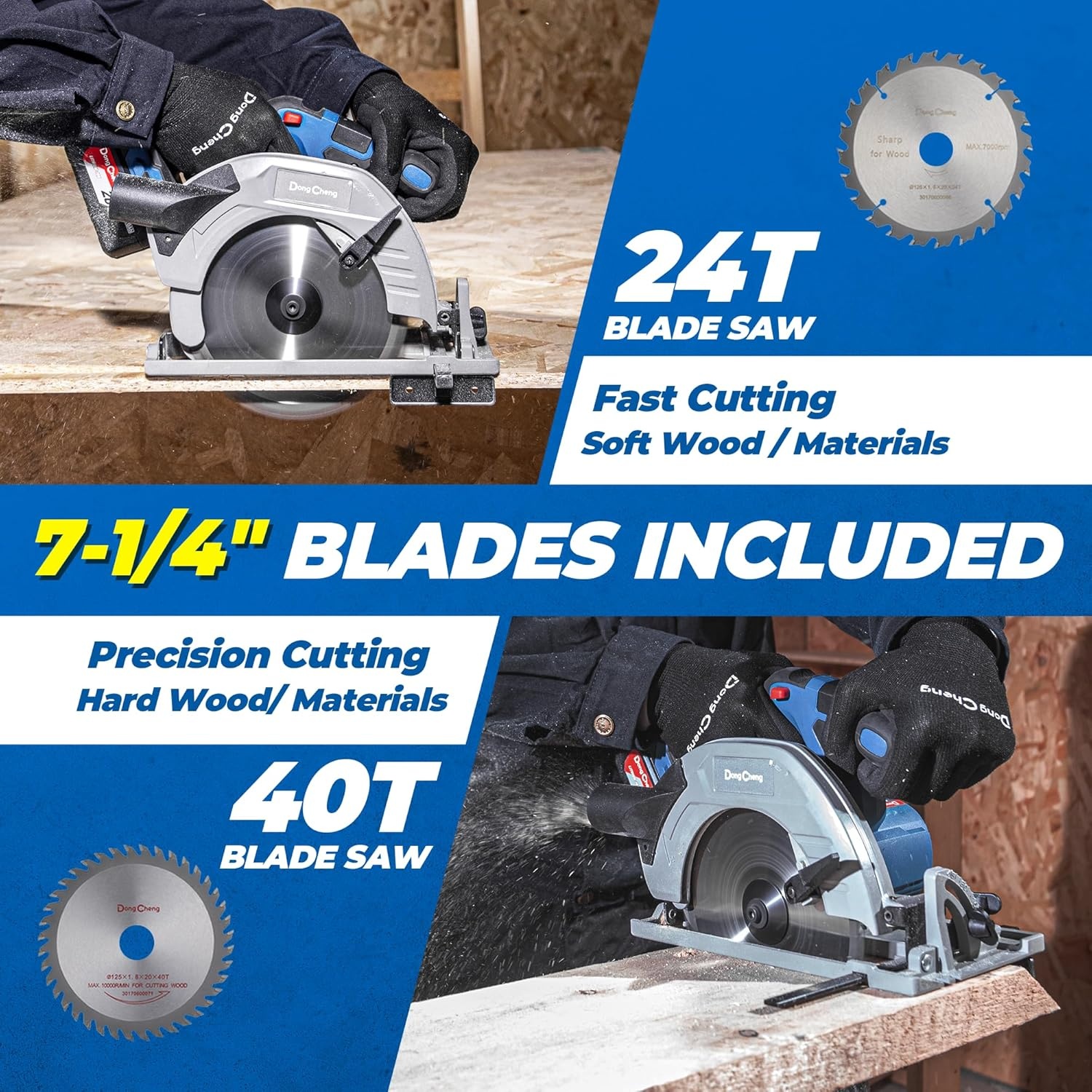 image:imageDong Cheng 20V Max Cordless Circular Saw 714Inch with Dust Collection Adaptor and Guide DCMY02185 Tool Only714 Inch Kit Set