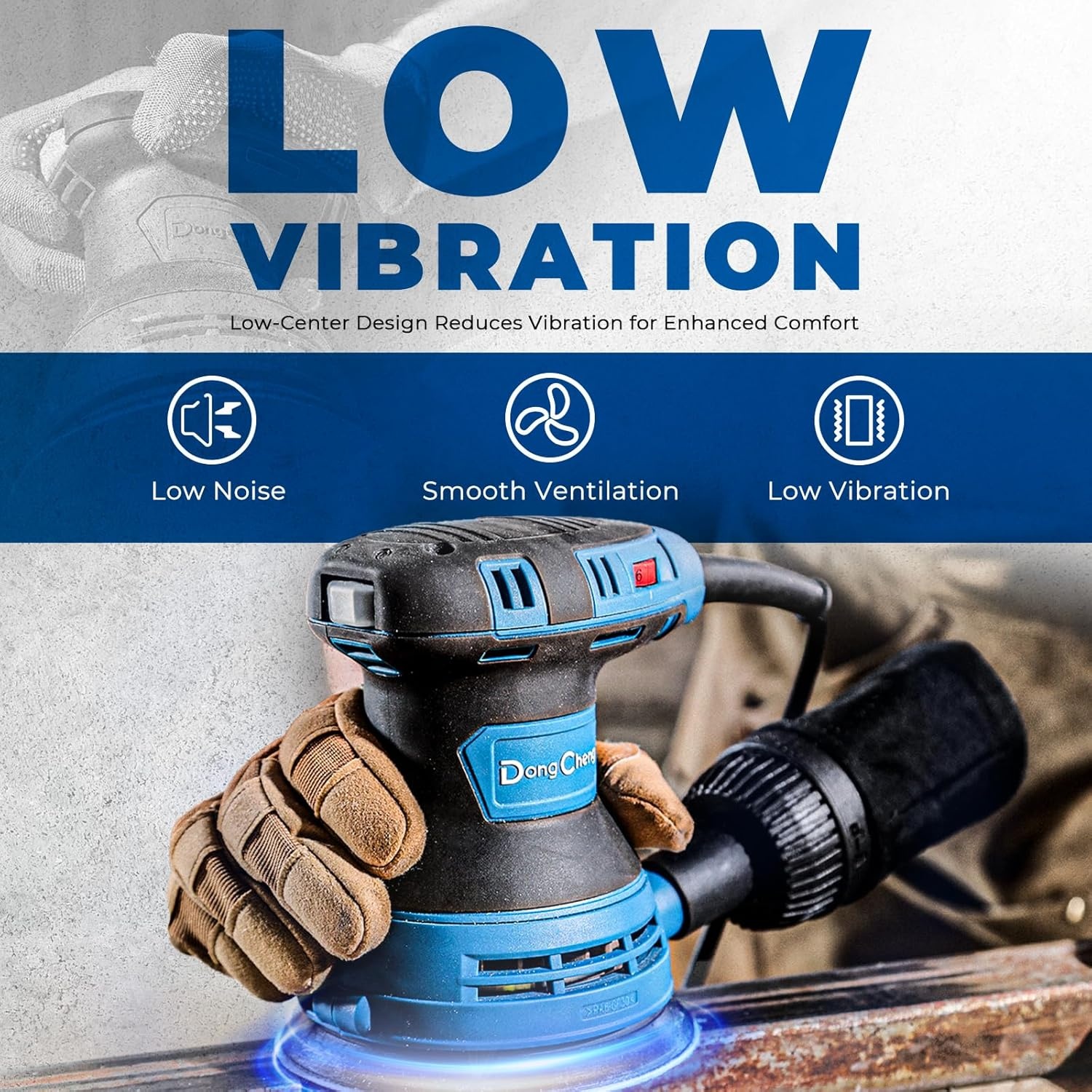 image:imageDong Cheng 5Inch Random Orbital Sander 3 Amp 12000OPM 6 Variable Speeds with 10pcs Sandpaper amp Detachable Dust Bag Sanding for Woodworking Refinish Furniture amp Remove Varnish