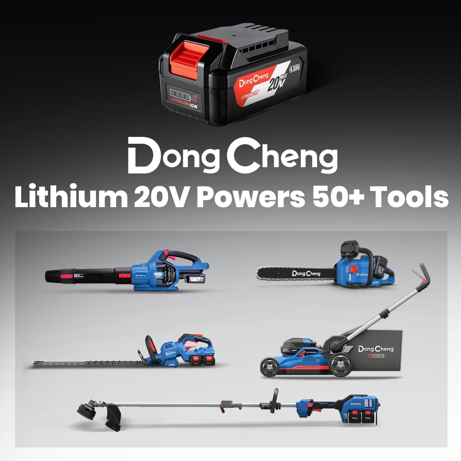 image:imageDong Cheng Brushless 20V Leaf Blower 485 CFM Variable Speed amp Turbo Mode Cordless Leaf Blower with 3 Nozzles Shoulder Strap 40Ah Battery and Charger Blowing Leaves for Patio Lawn amp Garden