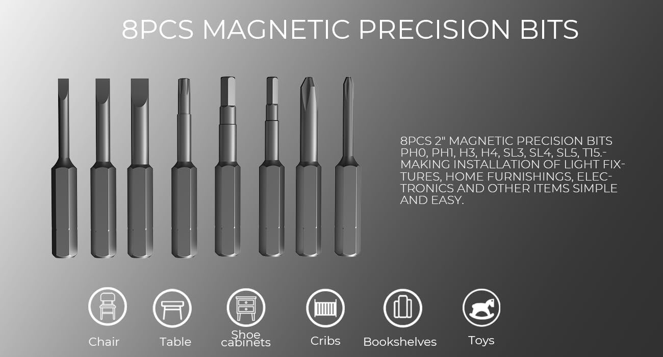 image:imageDongCheng 4V Cordless Electric Screwdriver 2000mAh Battery Powered Rechargeable Screwdriver with 3 Torque Setting Up to 5Nm 300RPM Dual LED Lights 8pcs 2Inch Magnetic Screw Bits for Home DIY