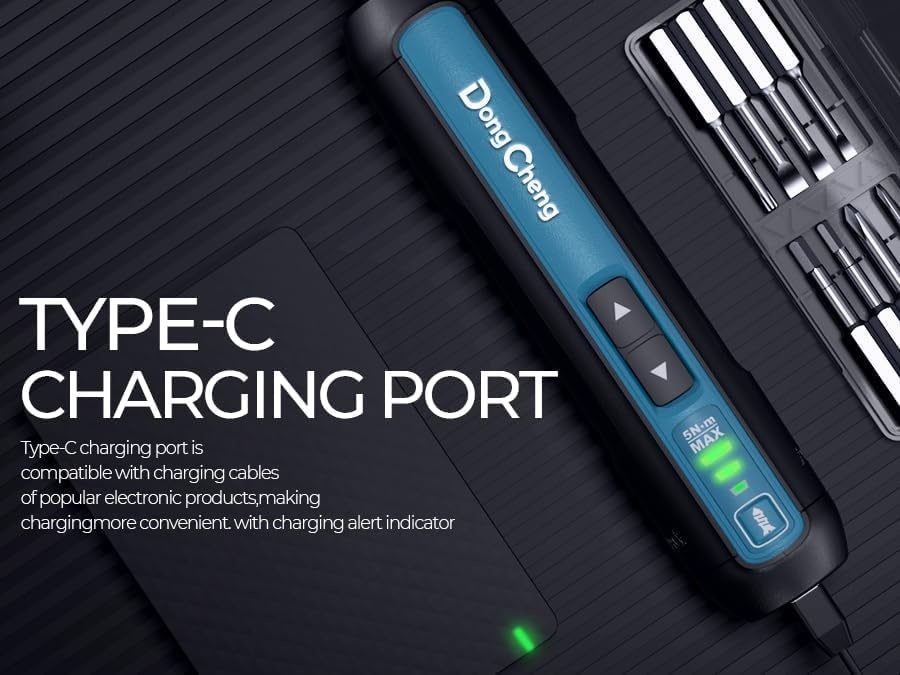 image:imageDongCheng 4V Cordless Electric Screwdriver 2000mAh Battery Powered Rechargeable Screwdriver with 3 Torque Setting Up to 5Nm 300RPM Dual LED Lights 8pcs 2Inch Magnetic Screw Bits for Home DIY