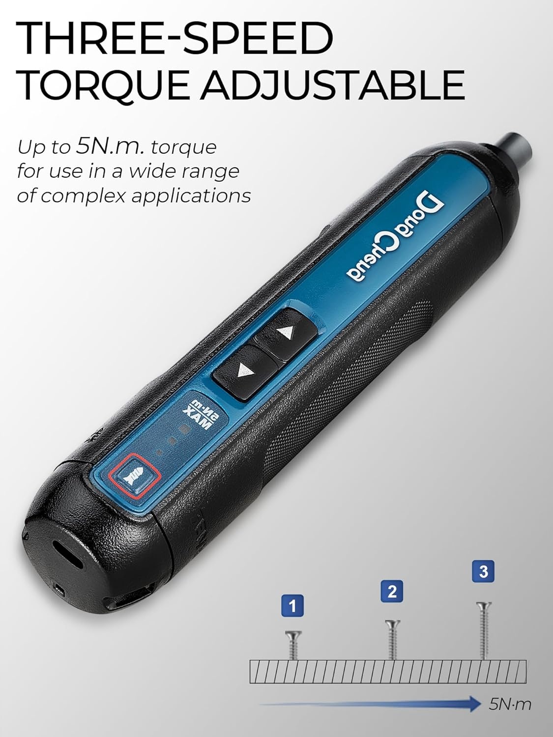image:imageDongCheng 4V Cordless Electric Screwdriver 2000mAh Battery Powered Rechargeable Screwdriver with 3 Torque Setting Up to 5Nm 300RPM Dual LED Lights 8pcs 2Inch Magnetic Screw Bits for Home DIY
