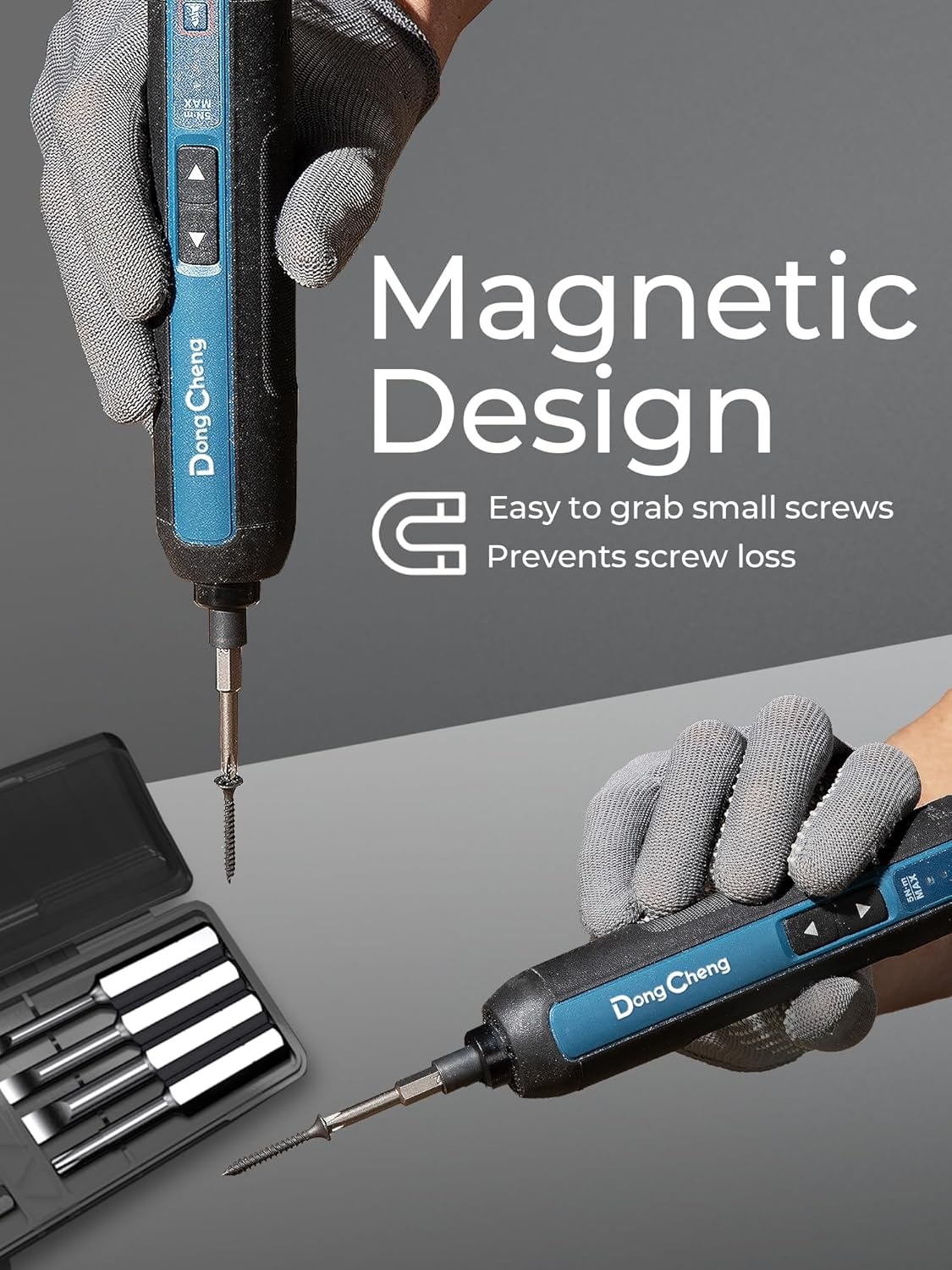 image:imageDongCheng 4V Cordless Electric Screwdriver 2000mAh Battery Powered Rechargeable Screwdriver with 3 Torque Setting Up to 5Nm 300RPM Dual LED Lights 8pcs 2Inch Magnetic Screw Bits for Home DIY
