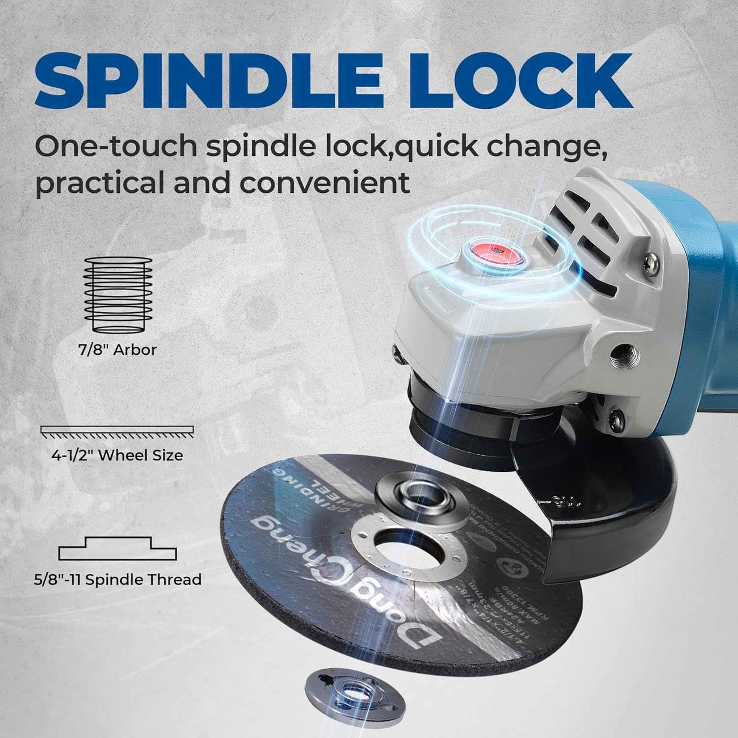image:imageDongCheng Angle Grinder 412 inch 67Amp Paddle Switch 11800RPM Power Electric Grinder Tools with Cutting amp Grinding Wheels Flap Discs Auxiliary Handle for Metal amp Rust Removal BeginnerFriendly