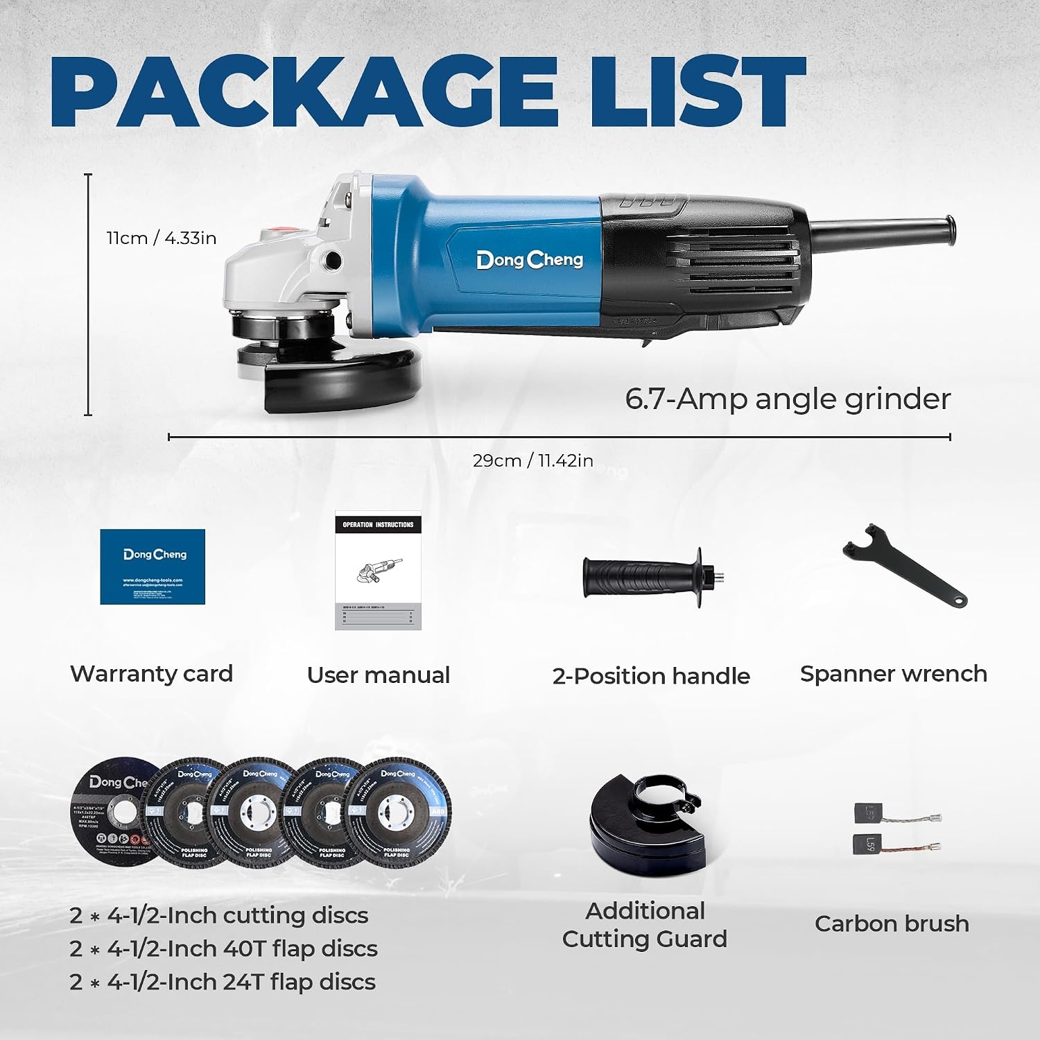 image:imageDongCheng Angle Grinder 412 inch 67Amp Paddle Switch 11800RPM Power Electric Grinder Tools with Cutting amp Grinding Wheels Flap Discs Auxiliary Handle for Metal amp Rust Removal BeginnerFriendly