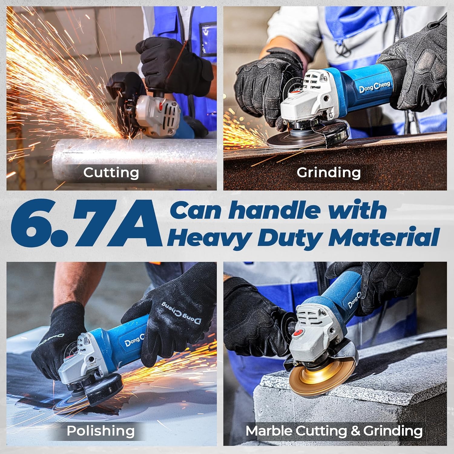 image:imageDongCheng Angle Grinder 412 inch 67Amp Paddle Switch 11800RPM Power Electric Grinder Tools with Cutting amp Grinding Wheels Flap Discs Auxiliary Handle for Metal amp Rust Removal BeginnerFriendly