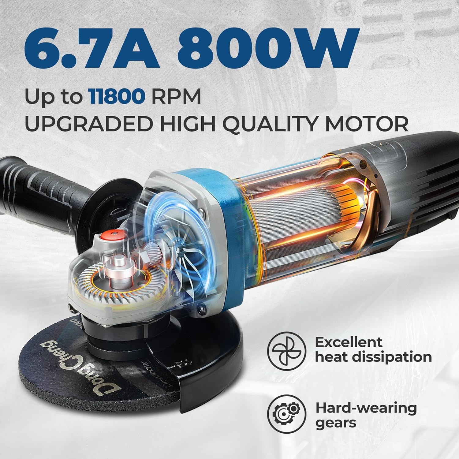image:imageDongCheng Angle Grinder 412 inch 67Amp Paddle Switch 11800RPM Power Electric Grinder Tools with Cutting amp Grinding Wheels Flap Discs Auxiliary Handle for Metal amp Rust Removal BeginnerFriendly
