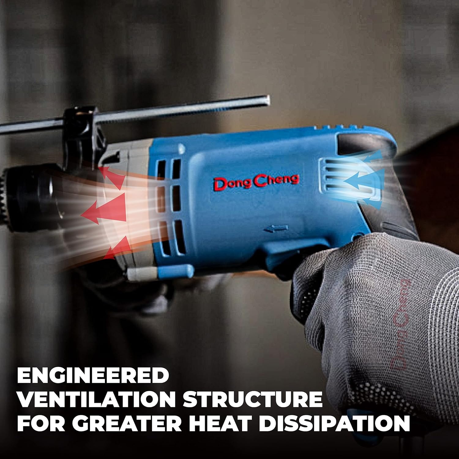 image:imageDongCheng Hammer Drill 6A12 Inch Keyed Chuck 03000 RPM45000 BPM Impact Drill with 15PCS Drilling Bits for Brick Wall Metal amp Wood DZJ0513