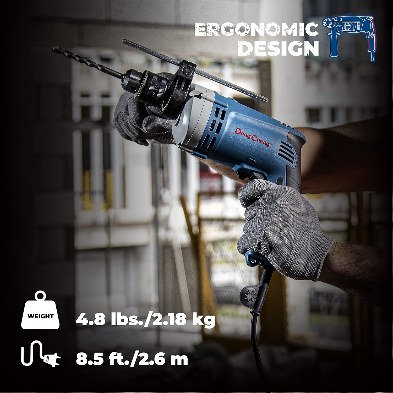 image:imageDongCheng Hammer Drill 6A12 Inch Keyed Chuck 03000 RPM45000 BPM Impact Drill with 15PCS Drilling Bits for Brick Wall Metal amp Wood DZJ0513