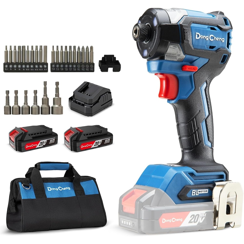 image:imageDong Cheng 20V 14 Hex Brushless Impact Driver 1460 inlbs Cordless Impact Driver with 20Ah Batteries 3Speed 49 Compact Impact Driver for Cabinetry Deck Building amp HVAC Installation1840inlbs  2x Battery  Upgrade