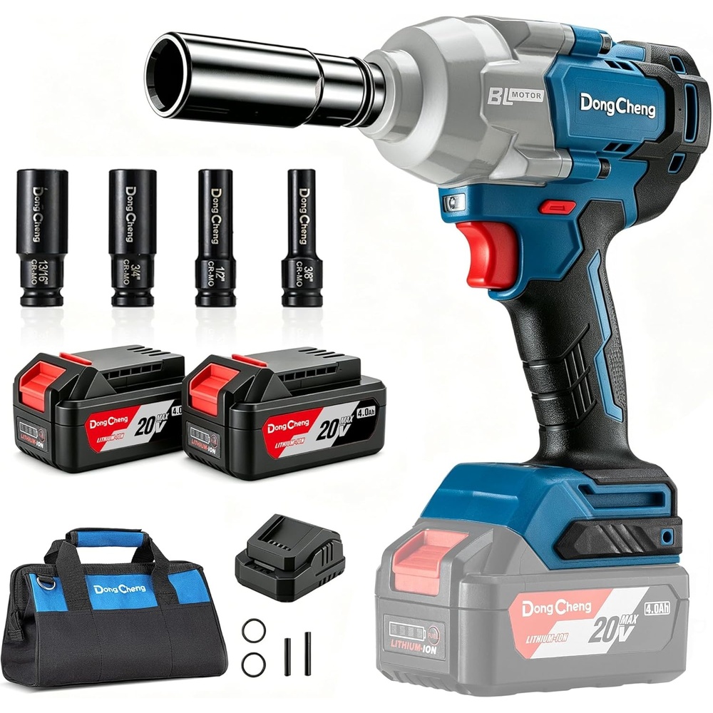 image:imageDong Cheng 20V Brushless Impact Wrench 670 ftlbs 910Nm Max Torque 12 inch 4Speed 2200RPM Cordless Impact Gun with Tool Bag 2x40Ah Battery amp Charger for Bolts on Cars Trucksetc2x40Ah Batteries