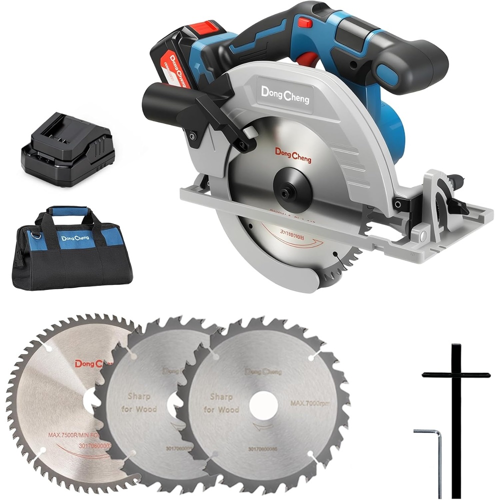 image:imageDong Cheng 20V Max Cordless Circular Saw 714Inch with Dust Collection Adaptor and Guide DCMY02185 Tool Only714 Inch Kit Set