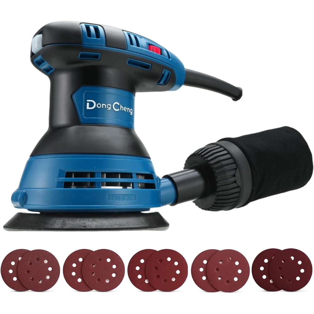 image:imageDong Cheng 5Inch Random Orbital Sander 3 Amp 12000OPM 6 Variable Speeds with 10pcs Sandpaper amp Detachable Dust Bag Sanding for Woodworking Refinish Furniture amp Remove Varnish