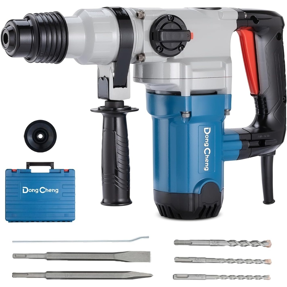 image:imageDongCheng 118 Inch SDSPlus Rotary Hammer with 92A Motor 36J Impact Energy 5000 BPM for Concrete amp Demolition Includes 3 Drill Bits 2 Chisels Case Safety Clutch 110V