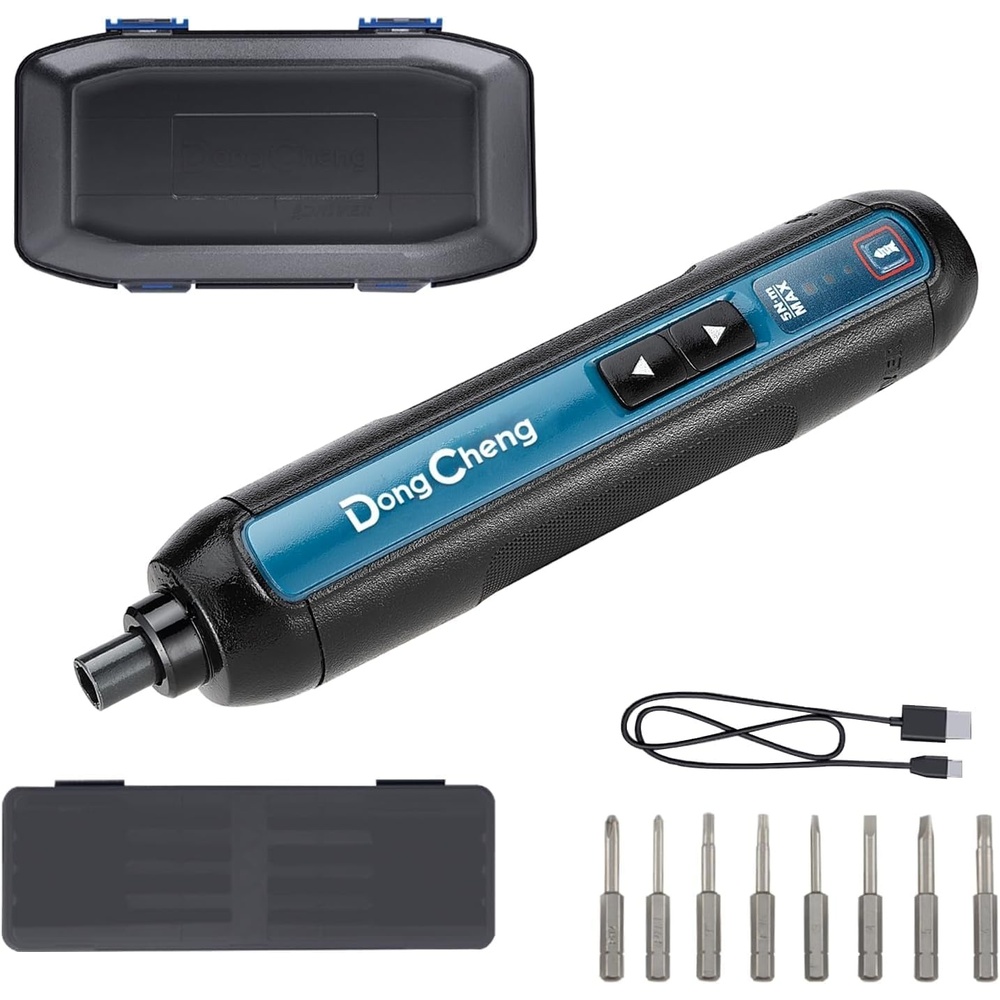 image:imageDongCheng 4V Cordless Electric Screwdriver 2000mAh Battery Powered Rechargeable Screwdriver with 3 Torque Setting Up to 5Nm 300RPM Dual LED Lights 8pcs 2Inch Magnetic Screw Bits for Home DIY