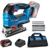 image:imageBattery amp Charger Not Included Dong Cheng 20V Brushless Jigsaw 26mm Stroke 8003500 SPM 045 Bevel 6Speed Orbital Action Dual LED Dust BlowerJig Saw