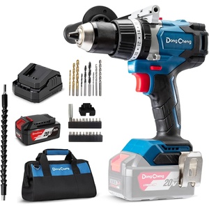 Dong Cheng 20V Brushless Hammer Drill, 1062 in-lbs, 1/2″ Keyless Metal Chuck, 24+1+1 Clutch, Cordless Hammer Drill with 4.0Ah Battery Kit for Drilling Brick Wall, Metal, Wood(1062in-lbs Hammer Drill)