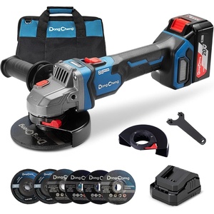 Dong Cheng Cordless Angle Grinder 20V 4-1/2 inch, 9000RPM with Variable Speed, Slide Switch, DSC Protection for Cutting, Grinding, Polishing, Included 6 Discs & 4.0Ah Battery Charger Kit(4.0Ah Battery & Charger Kit)